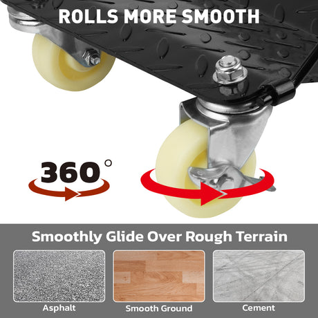 2-piece heavy duty car wheel dolly set with 360° swivel casters for vehicle moving and garage use
