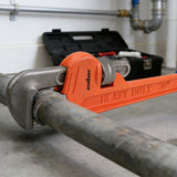 36-inch heavy duty pipe wrench with solid steel construction, adjustable multi-pipe jaw, precision machine teeth, wide I-beam handle and PVC coated grip
