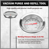 SEDY 18 piece radiator pressure tester kit with pump gauge thermometer and multiple radiator cap adapters for car cooling system leak testing