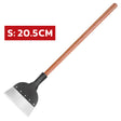 heavy duty floor scraper with long wooden handle and sharp steel blade for wall paint scraping, floor cleaning, dirt removal and outdoor debris clearing