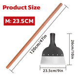 heavy duty floor scraper with long wooden handle and sharp steel blade for wall paint scraping, floor cleaning, dirt removal and outdoor debris clearing