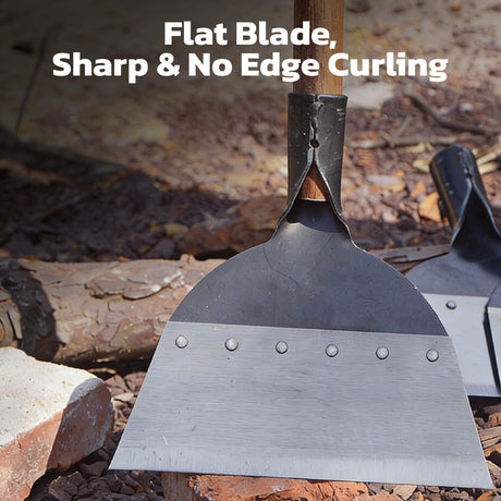heavy duty floor scraper with long wooden handle and sharp steel blade for wall paint scraping, floor cleaning, dirt removal and outdoor debris clearing