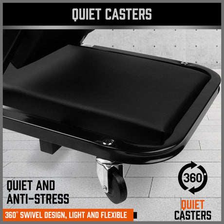 rolling creeper seat and lying board with 360 degree swivel casters for garage car repair and workshop use