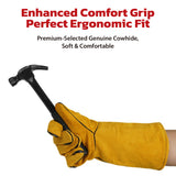 SEDY Extended Cowhide Welding Gloves 16 Inch, Heat & Spark Resistant Leather Work Gloves with Long Cuff