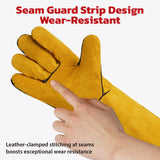 SEDY Extended Cowhide Welding Gloves 16 Inch, Heat & Spark Resistant Leather Work Gloves with Long Cuff