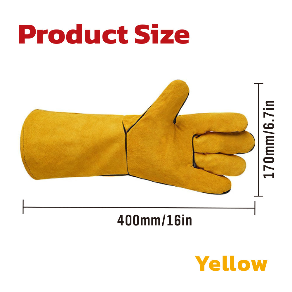 SEDY Extended Cowhide Welding Gloves 16 Inch, Heat & Spark Resistant Leather Work Gloves with Long Cuff