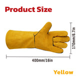 SEDY Extended Cowhide Welding Gloves 16 Inch, Heat & Spark Resistant Leather Work Gloves with Long Cuff