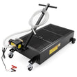 20 gallon low profile oil drain pan with electric pump, mesh filter, drain hose, T-handle and wheels for automotive oil changes