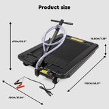 17 gallon rolling oil drain pan with electric pump, low profile oil drainer and long hose for automotive oil changes and garage maintenance