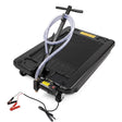 17 gallon rolling oil drain pan with electric pump, low profile oil drainer and long hose for automotive oil changes and garage maintenance