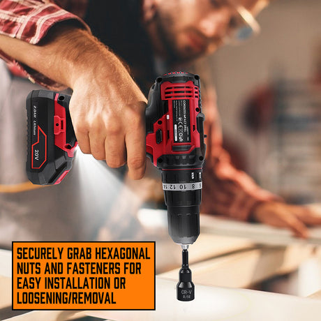 15-piece magnetic nut driver set with 1/4 inch hex shank, Metric and SAE sizes, CR-V black finish impact driver bits and orange storage case for drills and impact drivers