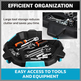 2-in-1 oil drain pan with removable tool caddy and 360-degree casters for car maintenance