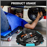 2-in-1 oil drain pan with removable tool caddy and 360-degree casters for car maintenance