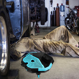 2-in-1 oil drain pan with removable tool caddy and 360-degree casters for car maintenance