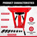 red hydraulic pipe bender with 8 bending dies for 1/2 inch to 3 inch pipes and adjustable roller frame