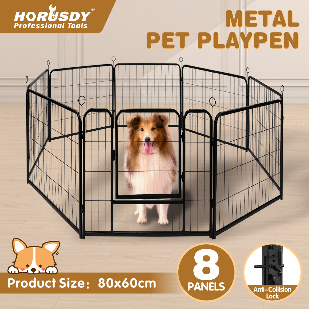 Metal pet playpen with 8 panels, adjustable dog fence for indoor and outdoor use