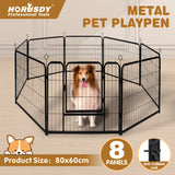 Metal pet playpen with 8 panels, adjustable dog fence for indoor and outdoor use