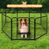 Metal pet playpen with 8 panels, adjustable dog fence for indoor and outdoor use