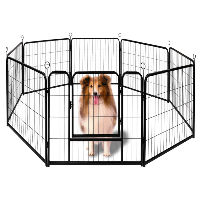 Metal pet playpen with 8 panels, adjustable dog fence for indoor and outdoor use