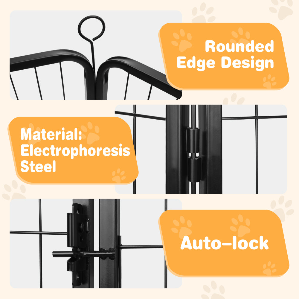 Metal pet playpen with 8 panels, adjustable dog fence for indoor and outdoor use