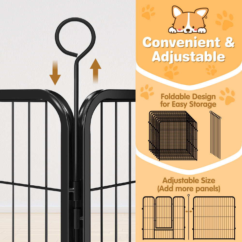 Metal pet playpen with 8 panels, adjustable dog fence for indoor and outdoor use