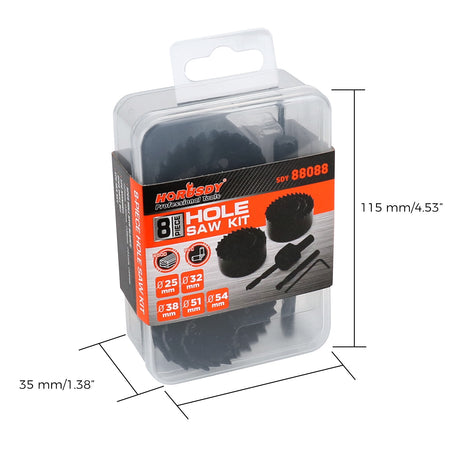 HORUSDY 8PCS Hole Saw Kit with Mandrel, Drill Bits, Hex Key and Storage Case for Wood, PVC and Plasterboard