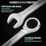 12-piece metric ratcheting combination wrench set with 72-tooth box end and magnetic storage holder