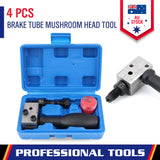 4-piece brake tube flaring tool kit with dual head design for 3/16" SAE and 4.75mm DIN bubble and double flares, in blue storage case