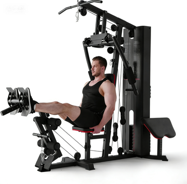 multi function home gym equipment with weight stack 6 in 1 workout machine with cable system leg press and chest trainer