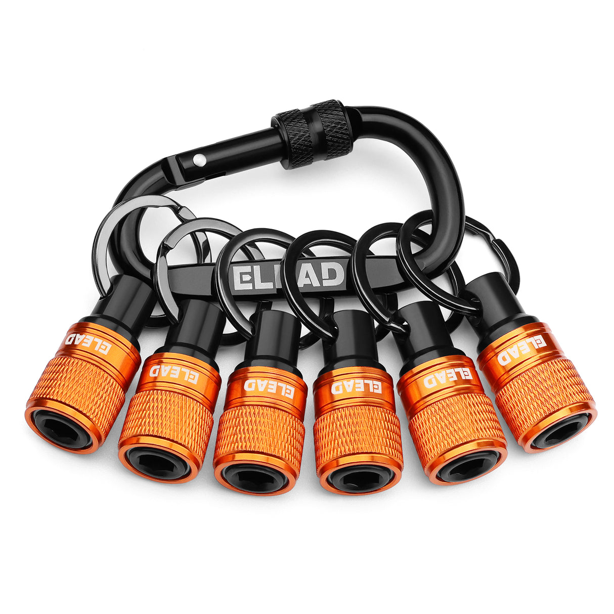 ELEAD 6-pack drill bit holder with quick release carabiner, 1/4 inch hex shank organisers for screwdriver and drill accessories