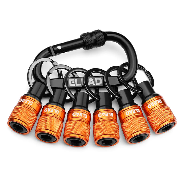ELEAD 6-pack drill bit holder with quick release carabiner, 1/4 inch hex shank organisers for screwdriver and drill accessories