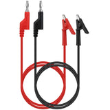 SWANLAKE 1000V 15A banana to alligator test leads with red and black silicone cables, insulated clips, and stackable banana plugs for electrical testing