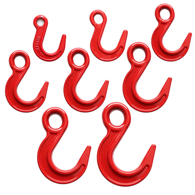 large opening eye hook with heavy-duty powder-coated finish for rigging, lifting, cargo securement and material handling