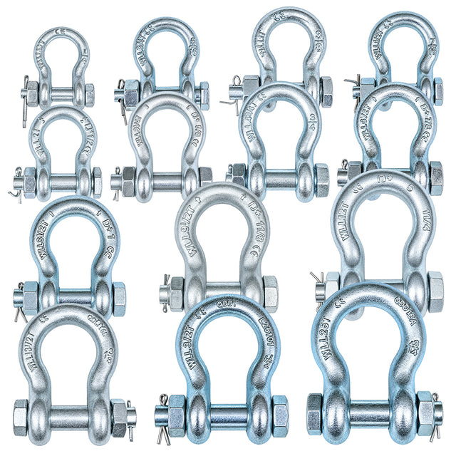 heavy duty bolt type bow shackle 0.5T-25T with nut and cotter pin for lifting, rigging, towing and industrial applications