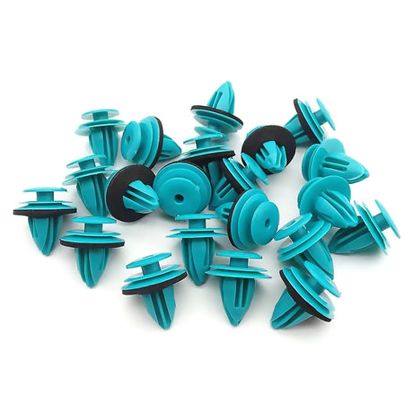 250pcs blue car door panel clips 9mm trim retainer fasteners push type automotive plastic rivets with foam gasket replacement
