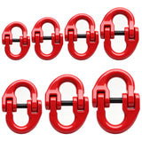 G80 hammerlock coupling link with red powder-coated finish for connecting Grade 80 lifting chains, rigging and hoisting assemblies