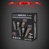 SEDY 24-piece metric and SAE ratcheting combination wrench set with CR-V steel and magnetic storage racks