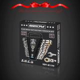 SEDY 12-piece SAE ratcheting wrench set with CR-V steel, 72-tooth mechanism and magnetic storage rack