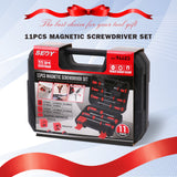 SEDY 11-Piece Magnetic Screwdriver Set with Demagnetizer, CR-MO-V Phillips & Slotted Screwdrivers, S2 Steel Tips, Non-Slip Handles & Portable Storage Case