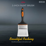 2 inch and 3 inch flat paint brush set with polyester bristles, stainless steel ferrule and plastic handle for paints, stains, acrylics and DIY projects