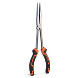 HORUSDY 3 piece 11 inch long reach pliers set including straight 0 degree 45 degree and 90 degree bent nose pliers with TPR handle
