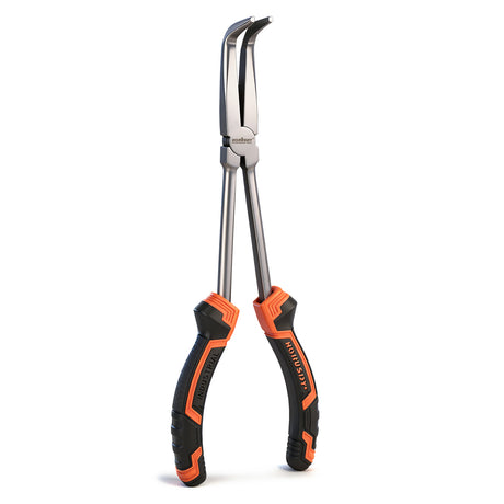 HORUSDY 3 piece 11 inch long reach pliers set including straight 0 degree 45 degree and 90 degree bent nose pliers with TPR handle