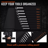 HORUSDY 9Pc Aviation Extra Long Spanner Set - Double-Ended 8-19mm Ratchet Wrenches with Pouch