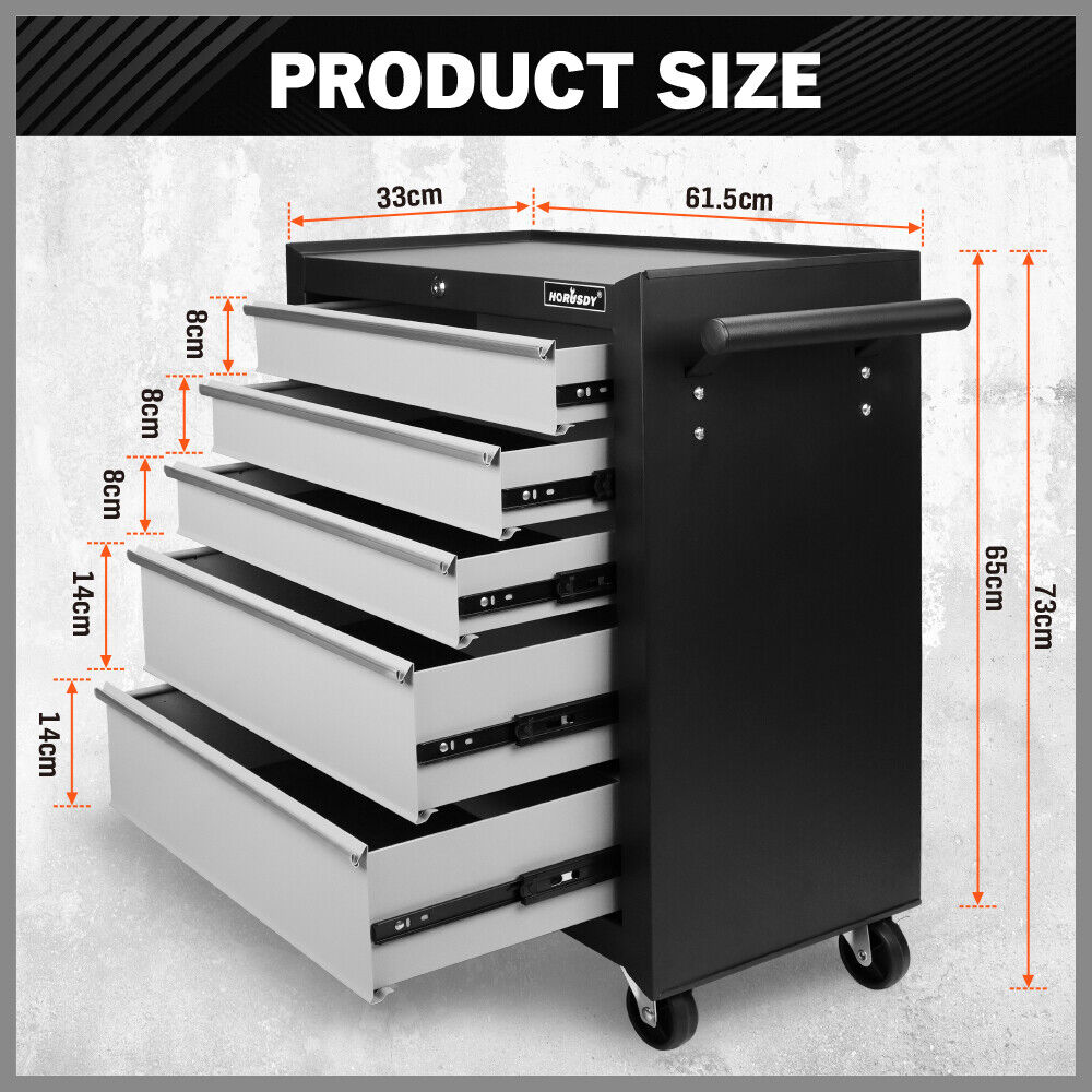 Compact 5-Drawer Tool Storage Trolley with secure locking mechanism and smooth mobility casters for organized workshops