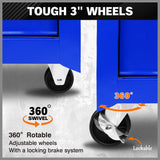 Heavy-duty tool trolley cabinet with 17 drawers, lockable wheels, and ample storage space