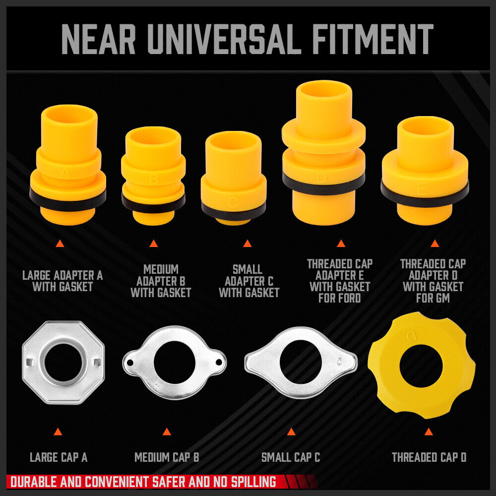 Durable and spill-proof 19Pc radiator coolant refilling funnel kit with versatile functionality and fluid stopper.