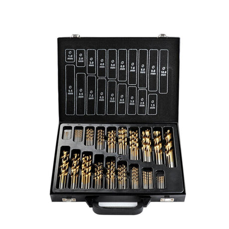 HORUSDY 170pcs Drill Bit Set, High-Speed Steel, Titanium Coated, Sizes 1-10mm, for Wood and Metal Drilling