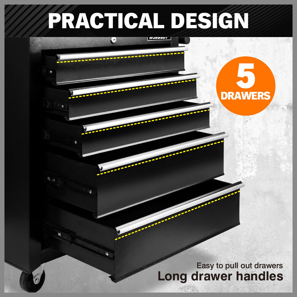 Compact 5-Drawer Tool Storage Trolley with secure locking mechanism and smooth mobility casters for organized workshops