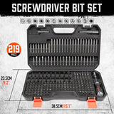 219-Piece Detailed Security Bit Set including Various Screwdriver, Hex, Torx, and Tamper-Proof Bits