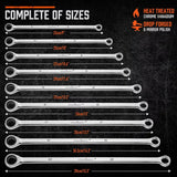 HORUSDY 9Pc Aviation Extra Long Spanner Set - Double-Ended 8-19mm Ratchet Wrenches with Pouch
